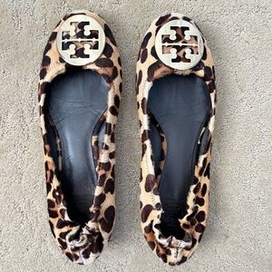 Tory Burch Reva flats in leopard calf hair